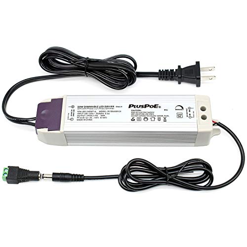 PLUSPOE LED Light Strip 50W Dimmable Driver(2A),Magnetic,110V AC to 24V DC Transformer,Low Voltage...