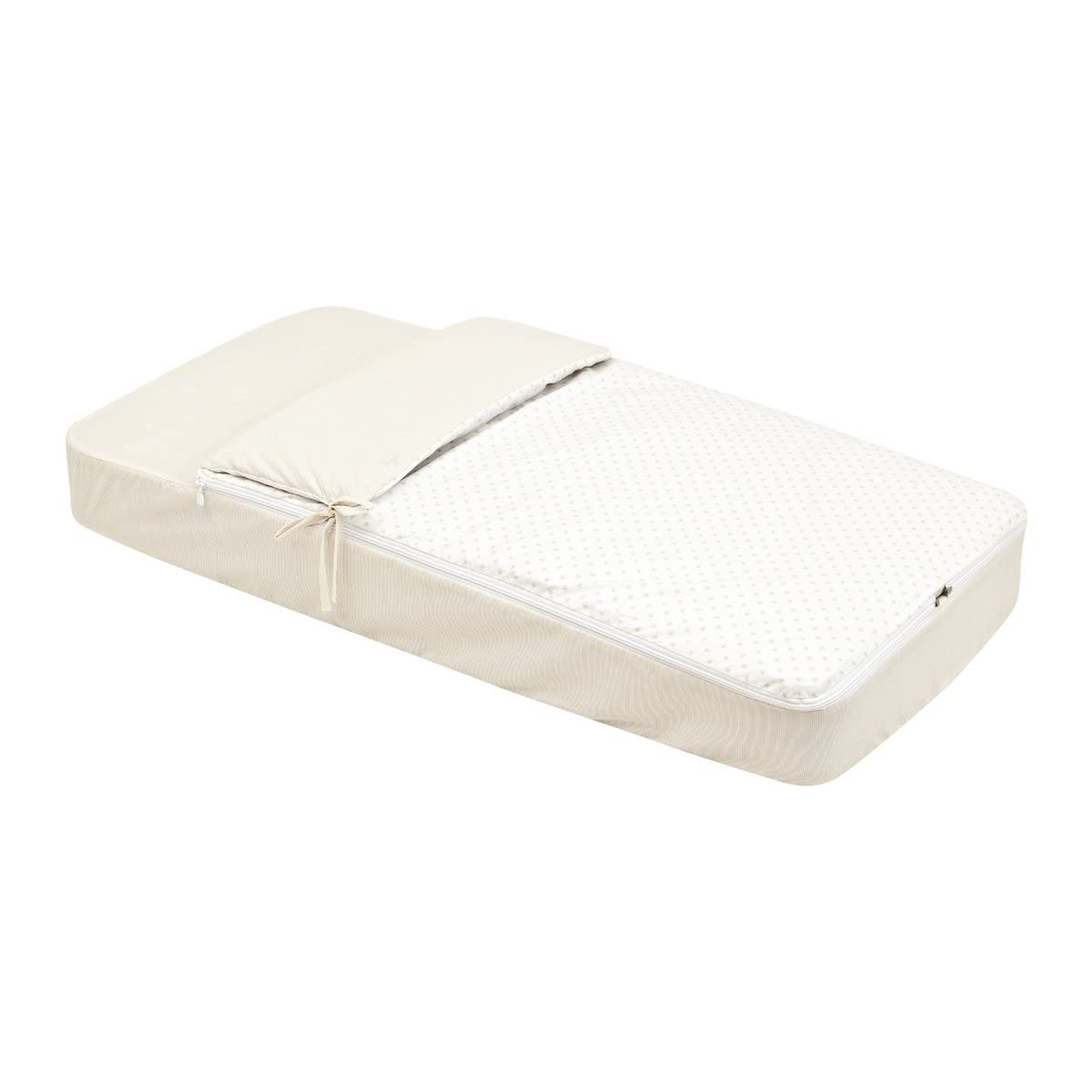 Cambrass - Saco Cuna nórdico con Cremallera - Ropa de Cuna Ajustable con Gomas - Saco de Dormir bebé desenfundable Sirve Tanto para Verano como para Invierno - Merlo crudo 60x120x3 cm — view 6