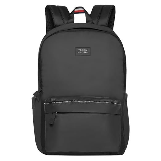 Tommy Hilfiger Backpack for Men & Women, One-Size, Black, LOVINGTON | Backpack for Collage, Travel, Office