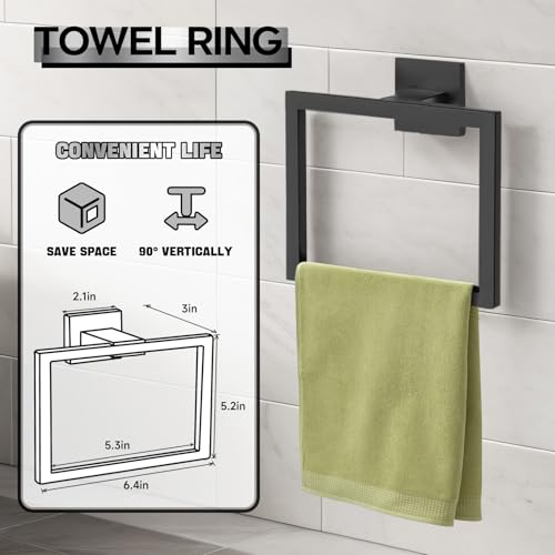 20-Piece Matte Black Bathroom Hardware Accessories Set Including 23.6 Inch Bath Towel Bar, Towel Rings, Bath Toilet Paper Holders, Robe Towel Hooks Set for Bathroom Stainless Steel Wall Mounted