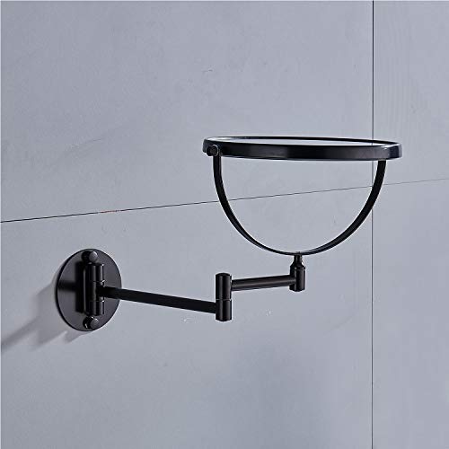 NEWRAIN Mirrors Wall Mounted with 3x Magnification and Normal 8-Inch Double-sided Round Bathroom Vanity Mirror Swivel,Extendable and Black Finished for Home, Spa and Hotel