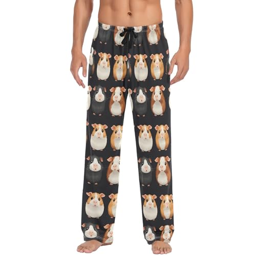 Mens Pajama Pants, Cute Guinea Pig Sleep Pjs Bottom for Men, Lounge Pant with Pockets S