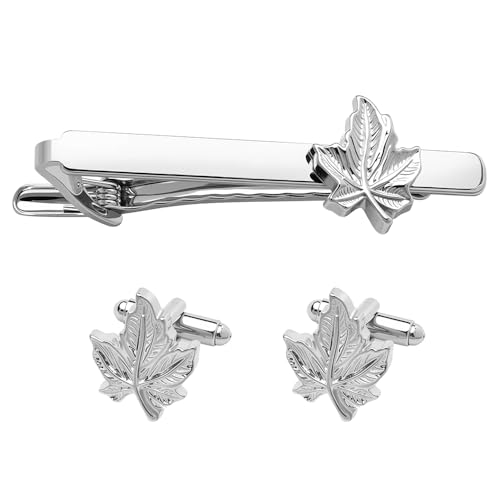 Set de Mancuernillas y Sujetacorbatín con Hoja de Arce para Hombre miniatura 1