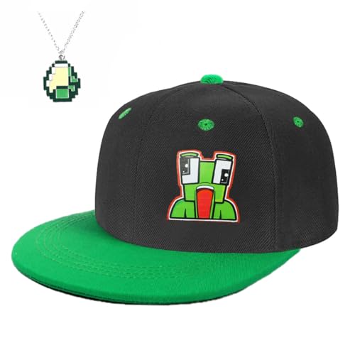Cartoon Baseball Cap,Adjustable Hip Hop Frog Hat Flat Brim, Breathable Sun Hat Green