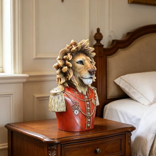 Estatua Busto León Real Rojo de Resina 14"x11"x7.8" miniatura 6