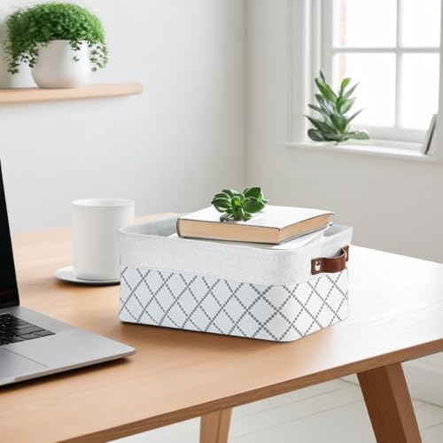Image of DECOMOMO Small Baskets | Storage Baskets for Organizing Shelves Linen Closet Bathroom Baby Cloth Nursery Fabric Bulk Decorative Empty Baskets for Gifts (White Check, Small - 6 Pack)
