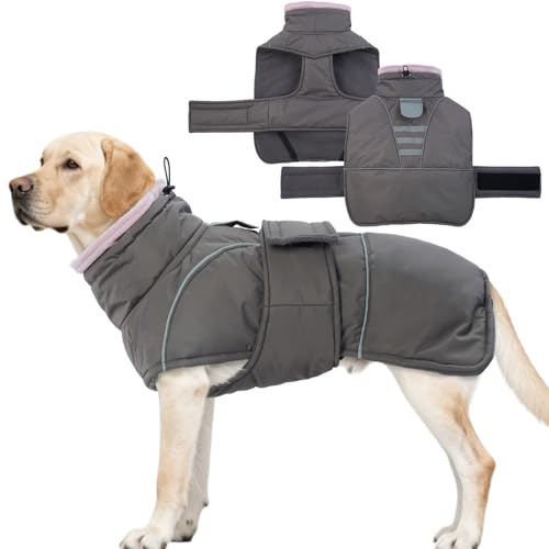 Yternal Dog �E�B���^�[�R�[�g ���^�����^���p(XS-XXXL)? ���˃g�����t���h���h���t���[�X���n�W���P�b�g�A���߉\�ȃo�b�N���t���y�b�g�x�X�g�A����@�􂢉\ �O���[ L