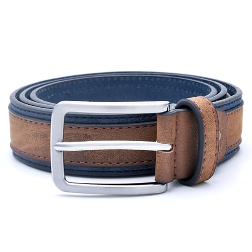 Leather Belt Men's Full Grain Leather Dress Belt 34mm Wide Stitched Strap Prong Buckle Classic & Fashion for Work Business & Casual3