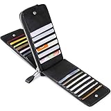 [JEEBURYEE] カードケース メンズ レディース 長財布 薄型 磁気防止 大容量 カード26枚 収納 財布 カード入れ 本革 革 人気 二つ折り 小銭入れ 男女兼用 RFID識別 ブラック