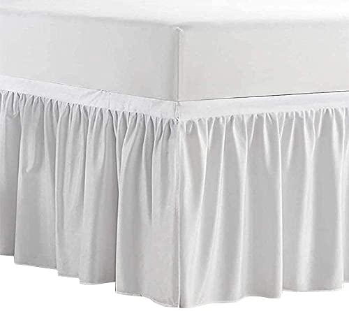 Crown Bedding Dorm Room Bed Skirt - College Dorm Bed Skirt - Long Bed Skirt Dorm - Extra Long Dorm Room Bed Skirt - 100% Microfiber - White #TOP2
