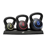 Neo 3 piezas 3 piezas Kettlebell Kettle Bell Set Pesos Conjuntos Ejercicio Casa Gimnasio Rack Stand 2 4 8 kg