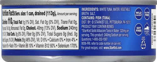 Image of StarKist Solid White Albacore Tuna in Water Low Sodium - 5 oz Can (Pack of 5)