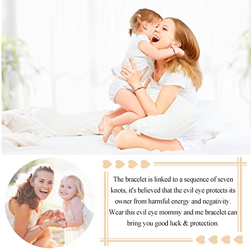 UNGENT THEM 7 Knot Evil Eye Mommy and Me Bracelet Adjustable String Bracelets for Family4