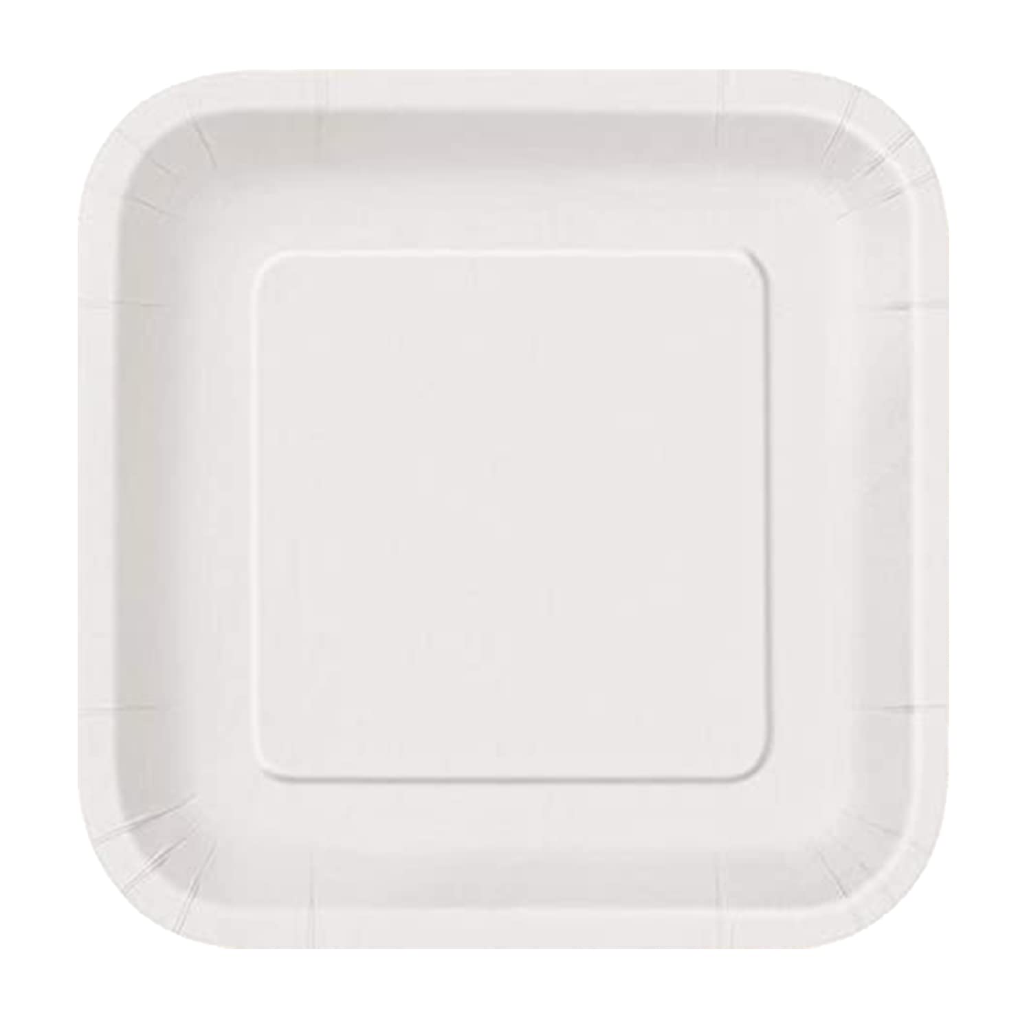 Trimming Shop 7" Heavy Duty Square Dessert Plates White Disposable Plates 18cm, 16 Pack - Colour Themed Paper Tableware for BBQs, Weddings, Anniversary, Birthday, Multipurpose Occasions — image 1