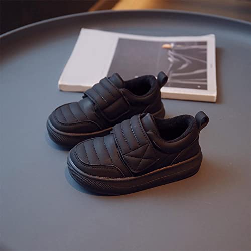Children Boy Girl Winter Sports Shoes Boots Cozy Fleece Booties Socks Non-Slip Toddler Warm First Walking Shoes (Black, 4.5-5 Years Toddler)4
