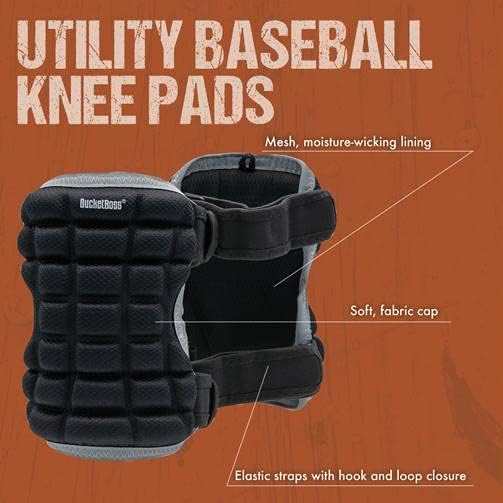 Miniatura 13 de Bucket Boss - Rodilleras de béisbol utilitarias, rodilleras protectoras (BB1), color negro
