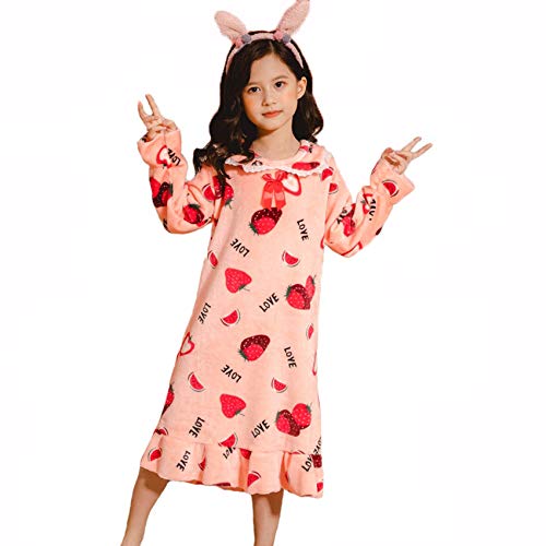 CRAZY GOTEND Camisas de noche para niña, de franela, vestido largo para niños, pijamas y baquetas de invierno con figura entera fresa 3-4 años Cover