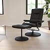 Flash Furniture Rachel Contemporary Multi-Position LeatherSoft Recliner Chair with Ottoman, 360-Degree Swivel Recliner Chair and Ottoman Set, Black