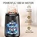 TECKNET Personal Blender Smoothie Maker, 1000W Powerful 25,000PRM, Blends Fruit & Vegetables, 2x600ml Portable Travel Cups with Spout Lids & Handled Ring, Makes Smoothies & Juice, Grey