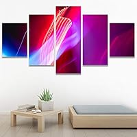 SIGNWIN 5 Panel Canvas Wall Art Abstract Closeup Colorful Digital Art Lights for Home Decorations Ready to Hang - 60