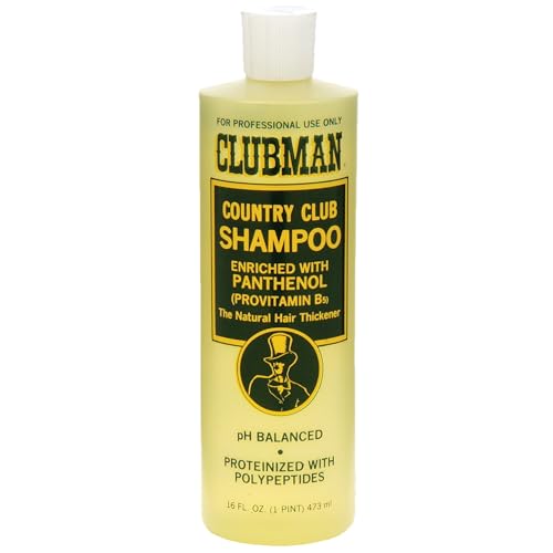 Clubman Country Club Shampoo, Enriched with Panthenol, The Natural Hair Thickener, pH Balanced, Proteinized with Polypeptides, 16 fl. oz.