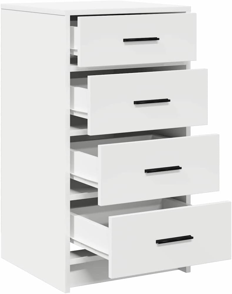 Cozynest サイドボード 引き出し付き ホワイト 40 x 41 x 75 cm エンジニアリングウッド