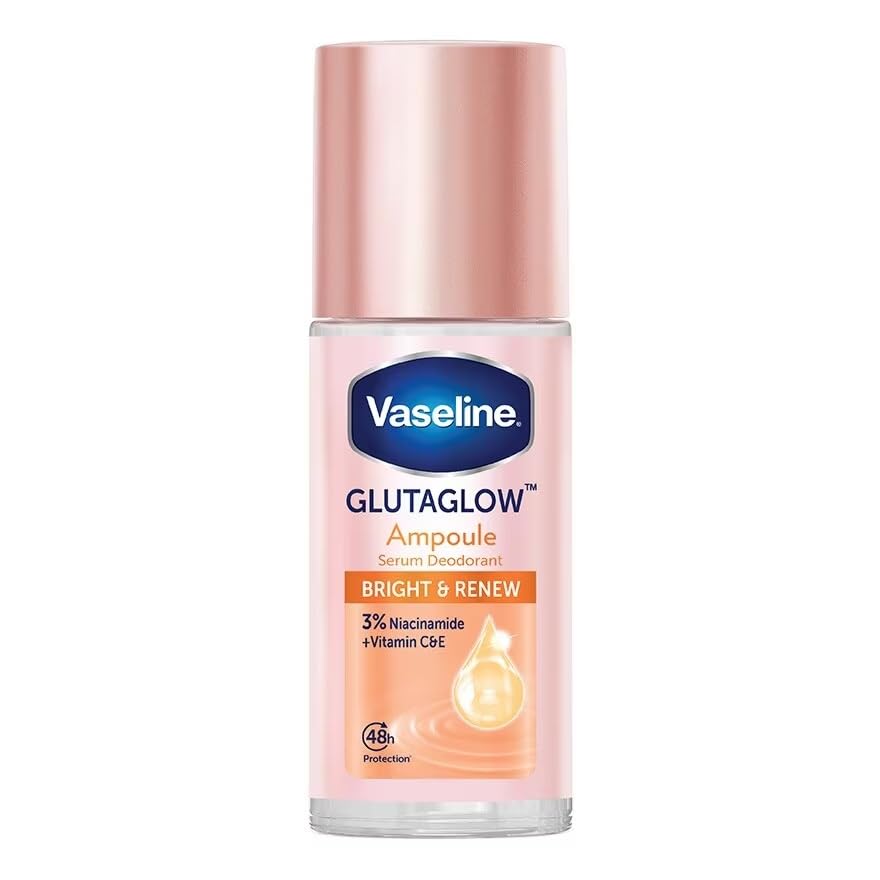 Image of Vaseline Roll-On Serum GlutaGlow Ampoule Deodorant, Bright Renew, 45 ml, Antiperspirant with Niacinamide and Vitamins