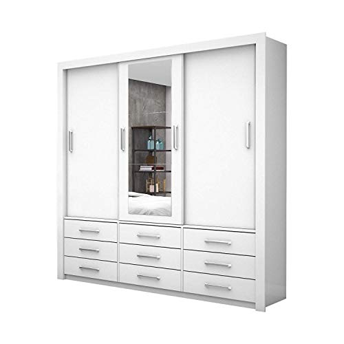 Guarda-Roupa Casal com Espelho Anjos 3PT 9GV Branco