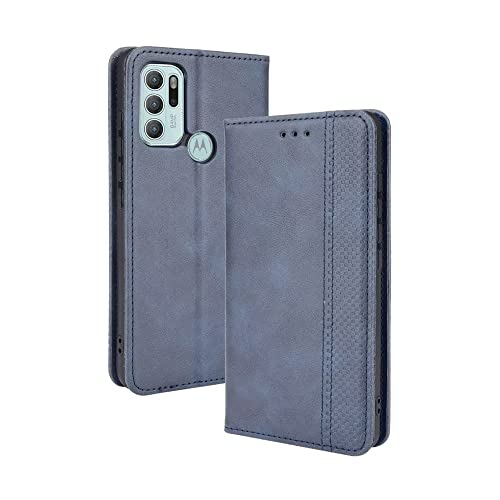 Custodia per Motorola Moto G60s 6.8 Inches Pelle PU Flip Folio Cover con Interruttore Magnetico 3 Slot Schede 1 Portafoglio Case - Blu