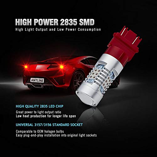 Antline Extremely Bright 3157 3156 3156A 3057 4057 4157 3057Ll 3457 3157K 21-Smd 1260 Lumens Led Bulb Replacement Brilliant Red For Car Brake Tail Turn Signal Blinker Lights Bulbs (Pack Of 4) #TOP3