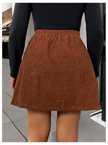 MakeMeChic Women's Plus Size Corduroy A Line Skirt Zip Fly Button Vintage Mini Skirts3