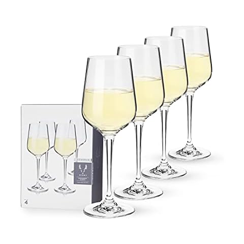 Viski Crystal Chardonnay Glasses - European Crafted White Wine Glasses Set of 4 - 6oz Stemmed Chardonnay Wine Glass for Wedding or Anniversary and Special Occasions Gift Ideas Cover