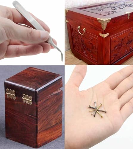 Image of 8 Different Sizes of Small Wooden Nails and Flat Tapping Screws Combination 1600pcs Contains a Tweezers & a screwdriver