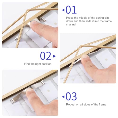 Image of HINZIC 65pcs Picture Frame Backing Clips, Metal Picture Frame Hardware 3.35Inch for DIY Picture Photo Decorative Cross Stitch Framing Tools