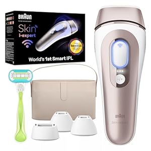 Braun IPL Long-lasting Laser Hair Removal Device for Women & Men, Skin i·Expert, at Home Hair Removal, w/ Free App, Vanity Case, Venus Razor, 4 Smart Heads, Alternative for Laser Hair Removal, PL7387