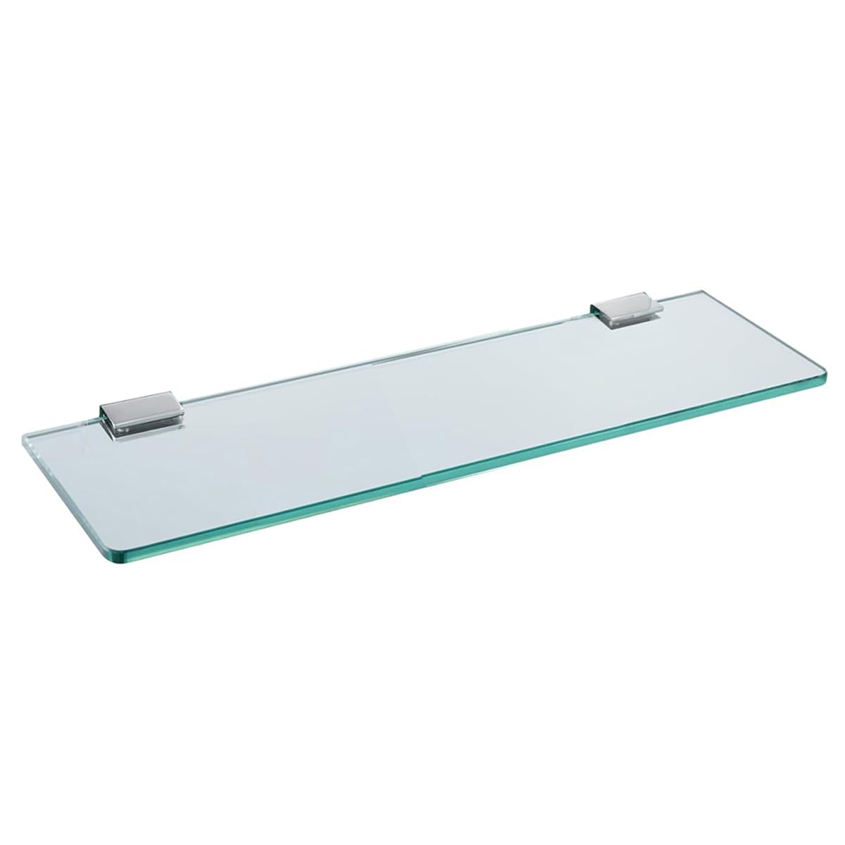 Melairy Glass Bathroom Shelf Wall Mounted 25CM Tempered Glass Stainless Steel Tempered Transparent Glass with Chrome Bracket for Bathroom Bedroom Kitchen Balcony