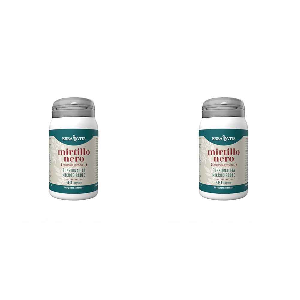 ERBA VITA Integratore Alimentare Di Mirtillo Nero - 60 Capsule - Fonte naturale di antocianosidi (Confezione da 2)