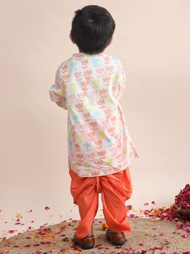 Image of POLKA TOTS Premium Cotton Dhoti Kurta Set for Kids Boys | Traditional Angrakha Style Ethnic Wear for Boys | Kurta Dhoti Set for Kids | Festive & Wedding Clothing Set for Baby