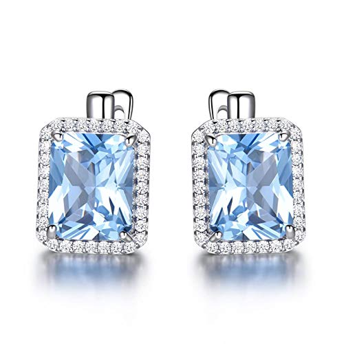 Boucles d'oreilles argent femme KnSam avec clous rectangle en pierre zircone