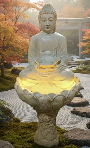Image of White Buddha Water Fountain showpiece 4 FT | Set of 1 Premium Resin Made Table Top Home Decor for Living Room and Gifting(64 cm,White)