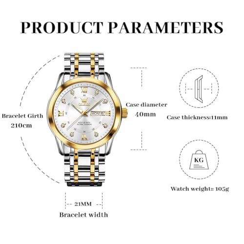 Image of OLEVS Watches for Men Business Diamond Easy Read Men's Wristwatch Analog Luxury Date Stainless Steel Waterproof Luminous Dress Mens Watches