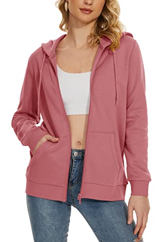 Magcomsen MCS-L23W900-509-PINK-2XL Women'S Fleece Lined Zip Up Hoodies Casual Hooded Jacket Workout Full Zip Sweatshirts Pocket Coats Pink Xl thumb #1