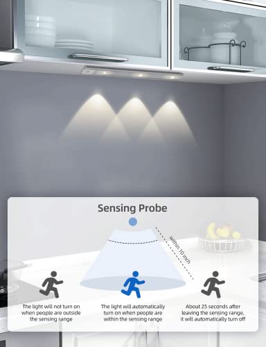 Garto Under Cabinet Lights Wireless, Led Motion Sensor Light Indoor, Closet Lights Usb Rechargeable, Mode Indicator Panel Cat's Eye Lighting For Counter Wardrobe Kitchen (3 Beads-2 Pack Lite) #TOP6