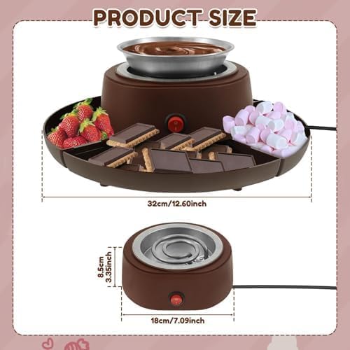 Elektrisches Fondue-Set mit abnehmbaren Tabletts, flammenlose Schokoladenschmelzstation für Partys, Familien-Leckereien und Dessert-Liebhaber