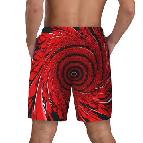 Men's Red Flower Vortex Spiral Print Quick-Dry Mesh Swim Trunks Stretch Lining Beach Shorts Surfing Summer Vacations3