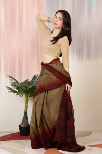 Image of Mlada V-Neck Stretchable Saree Blouse Top for Women | Slim Fit 3 /4th Sleeves Solid Cotton Blouses | Readymade Saree Blouses for Women Festive & Ethnic | Blouse Crop Top
