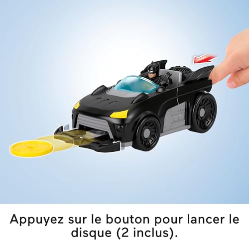Batmobile Metal Force Imaginext à lanceur de disques avec figurine Batman articulée