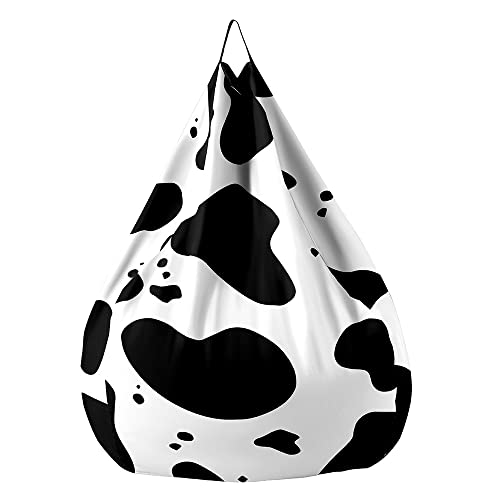 Fansu Puff Vaca Puff Salon Bean Bag Grande para Adultos y Niños, Puf Sin Relleno Bolsa Almacenamiento de Ropa, Puff Infantiles para Uso Interior y Exterior (100x120cm,Negro Blanco 4)