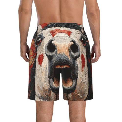 Men's Beach Shorts Board Casual Quick Dry Swim Trunks Holiday - Native American Indian Horse Funny3