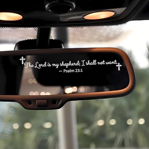 Image of 2 Pcs Christian Car Accessories, Christian Car Decals - Psalm 23 The Lord is My Shepherd Rear View Mirror Decal, UV DTF Transfer Jesus Stickers for Cars, Waterproof 3.9 inch